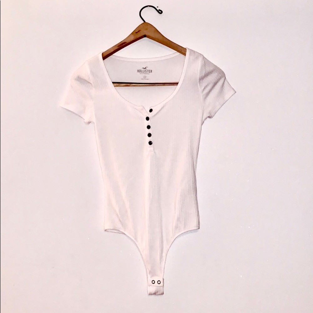 Plain White Button Up Body Suit